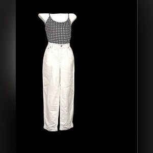 Liz Claiborne Liz Wear White Linen Blend Cuffed Pants Sz 10